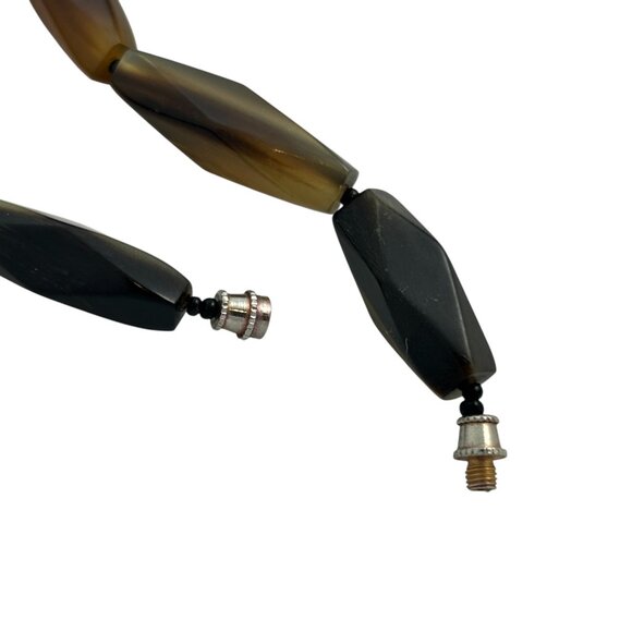 Chunky Statement Necklace Brown Black Boho Tribal Style Jewelry Plastic Beaded - Picture 8 of 9